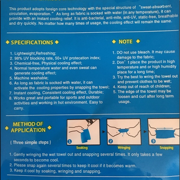 Cooling Towel for Sports, Camping, Outside Work - Picture 3 of 5
